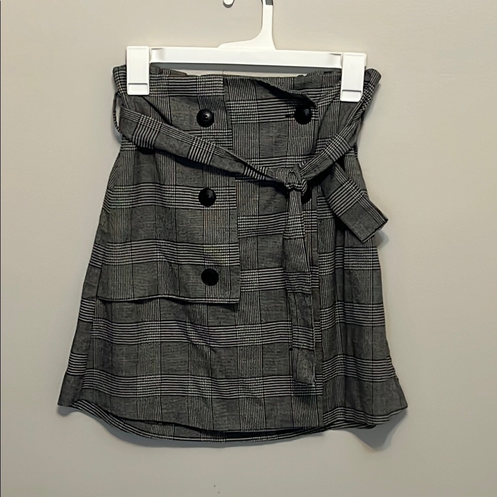 Zara Gray Mini Wrap Skirt with Tie Front